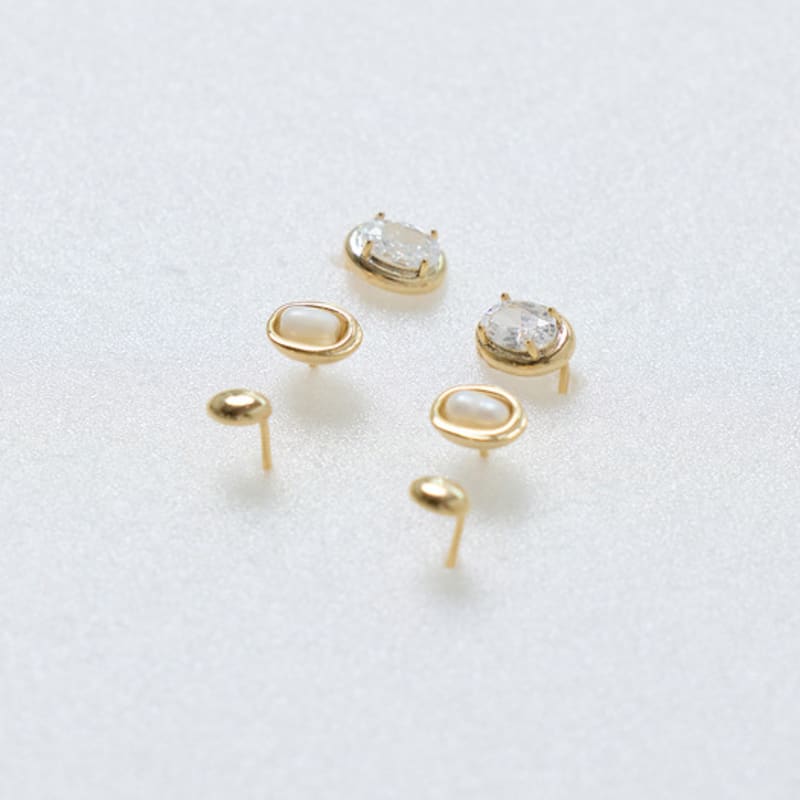 Les Bijoux Philosophy LB_Gold Ellipse Earring Set