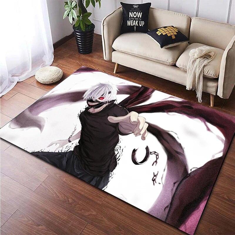 Hot Anime Tokyo Ghoul 3D-gedruckter Teppich für Wohnzimmer, rutschfester Teppich, Schlafzimmer, Nachttisch, moderne Heimdekoration, Boden, Yoga-Matte