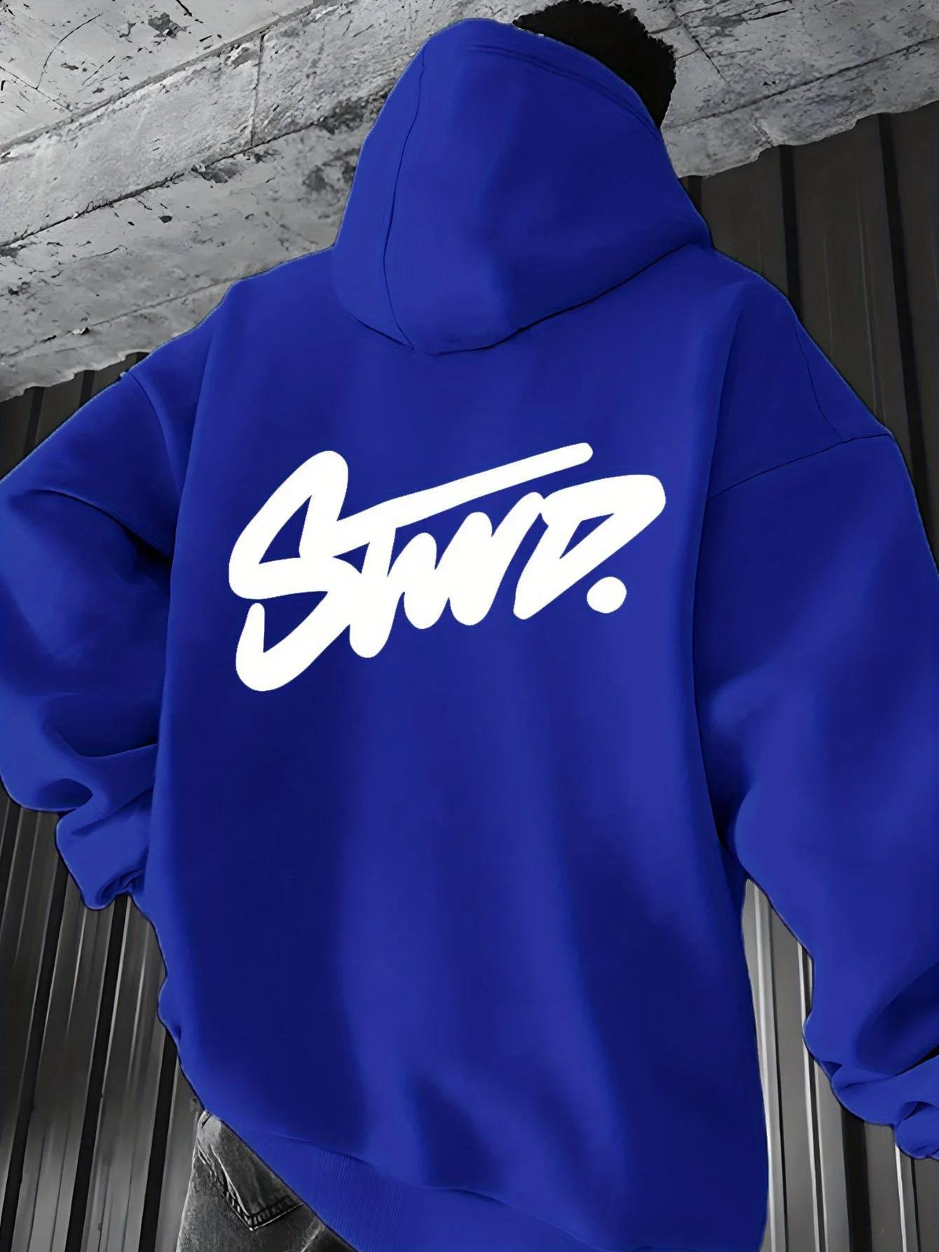 Trendiger Herren-Kapuzenpullover mit Buchstabenprint – Lockere Passform, europäisch-amerikanischer Streetstyle, Frühjahr/Herbst-Kollektion Extra Small