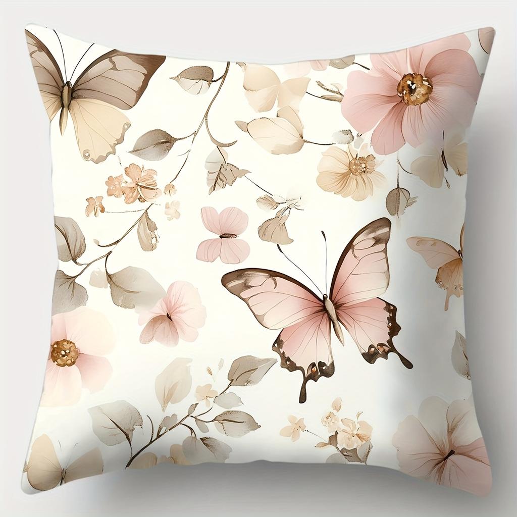 4Pcs Set, Sofa Pillow Case, Flower Bicycle Pillow Case,45X45Cm, Single-Sided Print, Home Decoration, Sofa Waist Pillow Cas
