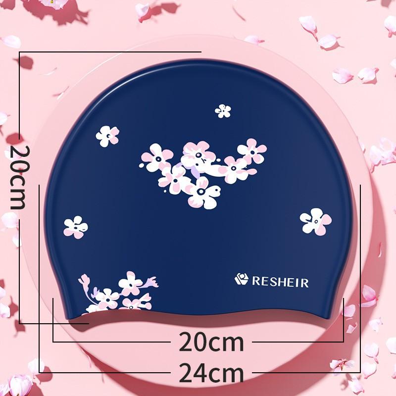 Adult Silicone Swimming Cap Special Women's Long Hair High-elastic Waterproof Non-slip Fashionable Printed Ear Caps
