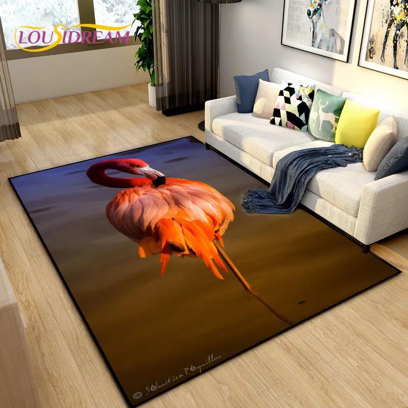 Tapete criativo nórdico 3D Flamingo Bird Area, tapete para sala de estar, quarto, sofá, cozinha, banheiro, capacho, tapete antiderrapante