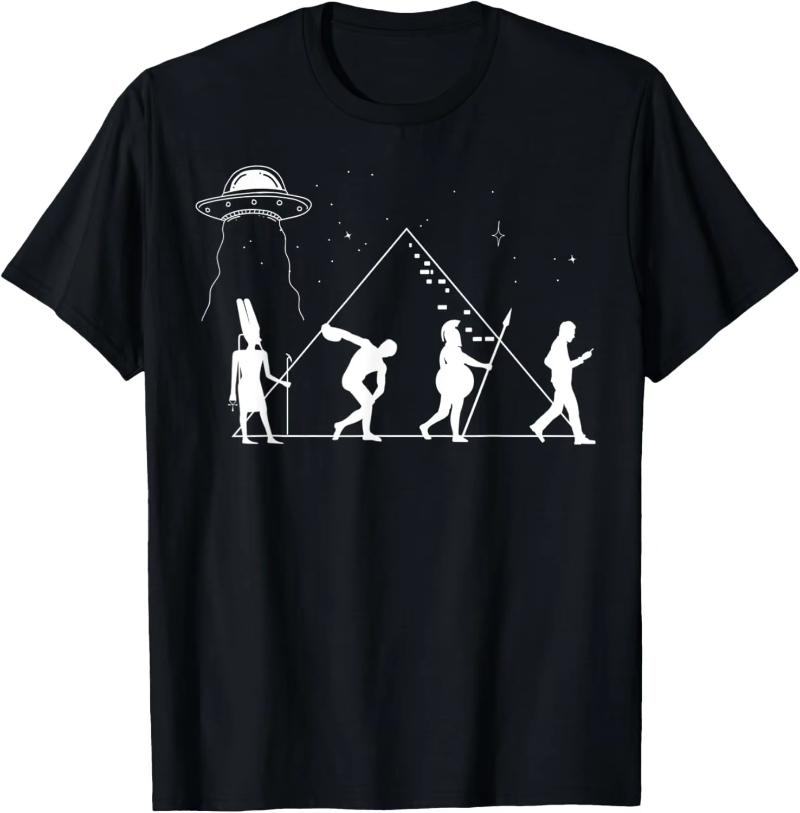 Aliens UFO Egyptian Pyramids | Science Fiction T-Shirt Custom Printed Graphic T Shirts Y2k Funny Shirt Camisas Streetwear