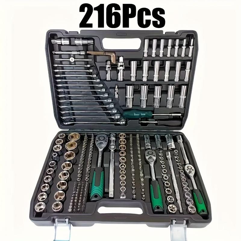 216-Piece Professional Socket Set - 1/2" 3/8" 1/4" Drive SAE & Metric, 72-Tooth Ratchet for Automotive & Home Repair