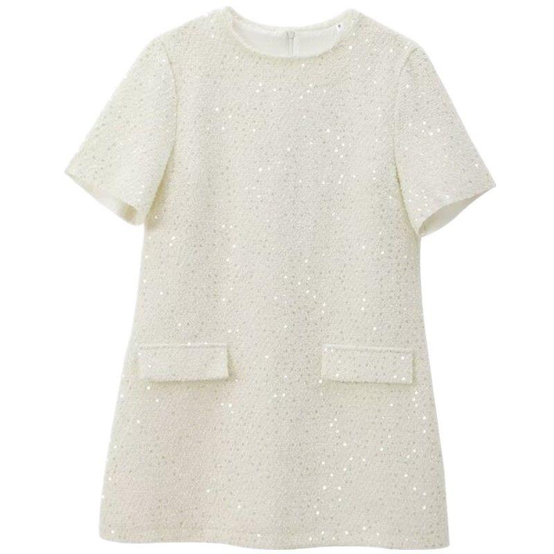 Fashion Style 2024 Fall and Winter New Women's Clothing Easiest for Match Sequin Short Sleeve Round Neck Mini Dress 8714933