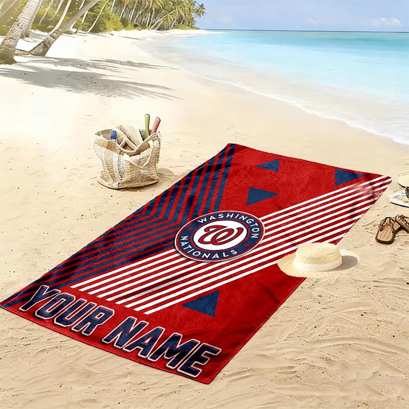 Name Custom Washington Nationals Print Beach Towel, Large Soft Quick Dry Towel for Beach Camping Swimming