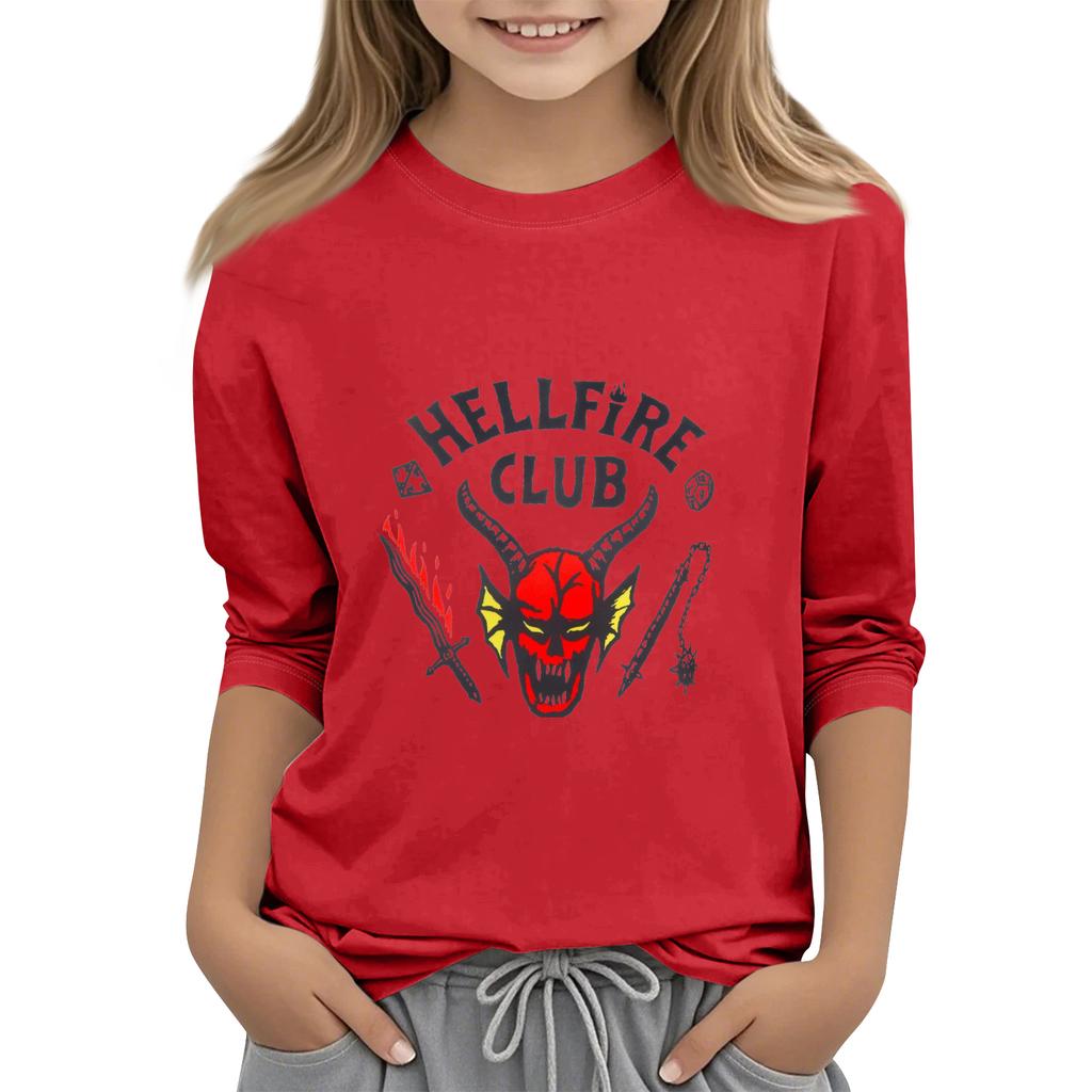 Kinder Mode Dreiviertelärmel Rundhals Bedrucktes Lässiges T-Shirt Top