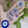 Turkish Blue Eye Pendant Devil's Eye Alloy Wall Hanging Decor Blue Glazed Eyes