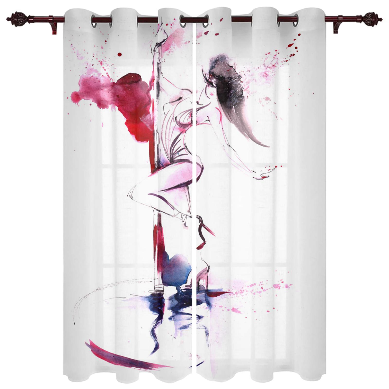 Женщина Волосы Всплеск Чернила Искусство Окна Шторы Гостиная Спальня Оконные Обстановки — фото 18