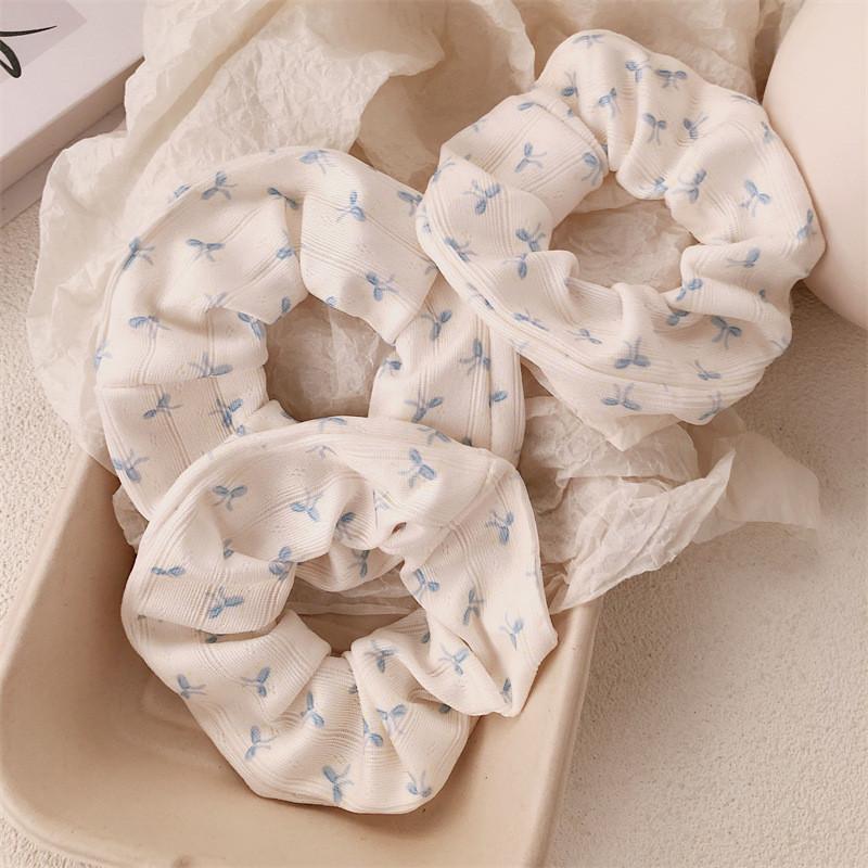 Retro American Bear Hair Ring Women Floral Bow High Elastic Scrunchie Simple Hair Accessories