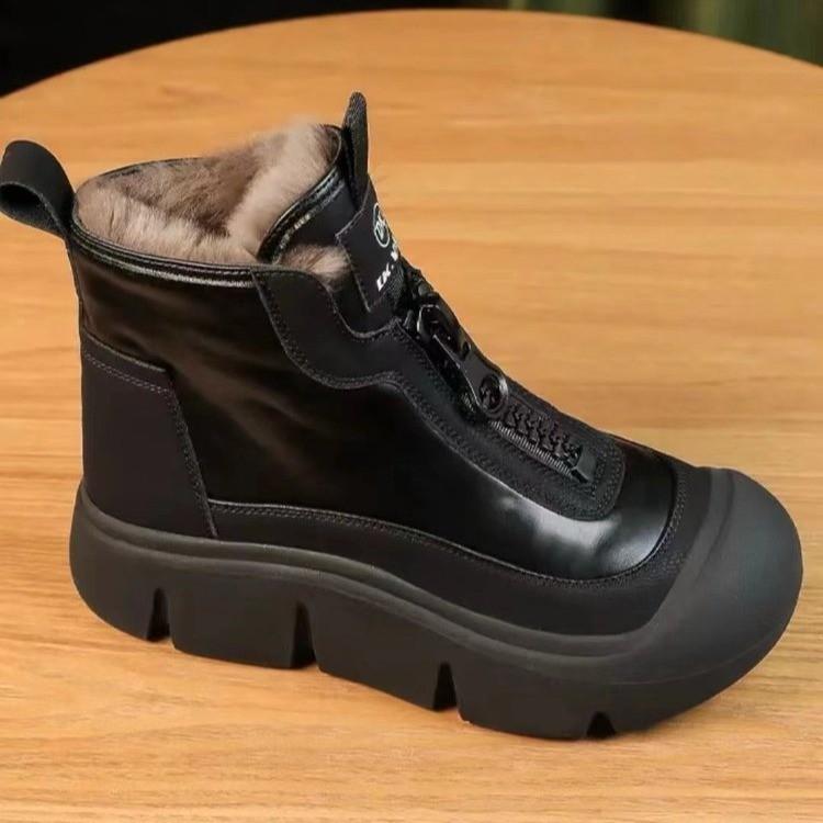 

Зимние ботинки в зарубежном стиле, женские бархатные утолщенные теплые короткие ботинки 4,5 см с плоским дном, зимние новые легкие женские ботинки 2025 года 40 чёрный