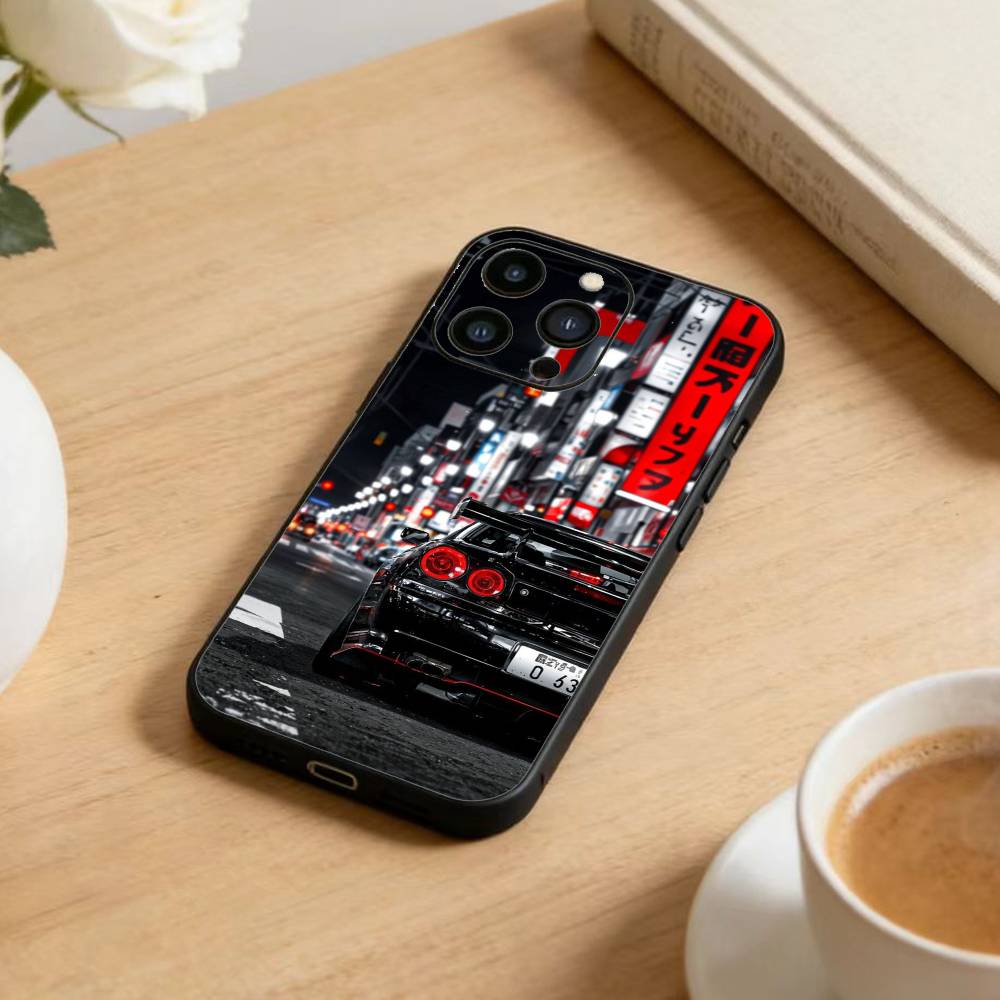 Cool Car Phone Case For iPhone17,16,15,14,13,12 Plus,Max Soft Silicone Black Cover