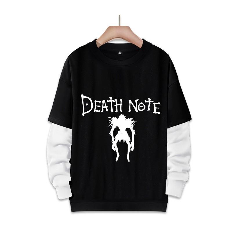 Stampa Anime Death Note Nero/Grigio S-3XL Casual Manica Lunga