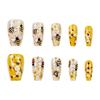 Spring Floarl Press On Nail Coffin False Nail with Flower Designs Stick On Nail Full Cover Artificial Nail for Women