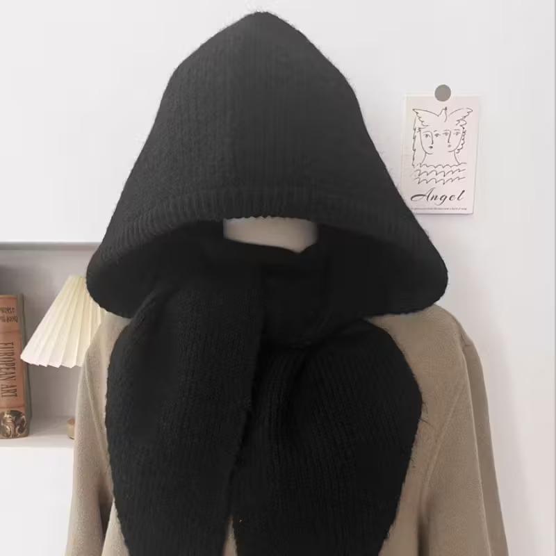 

Модный корейский вязаный набор шапка-шарф женский зимний теплый с защитой ушей осенне-зимний капюшон-манишка