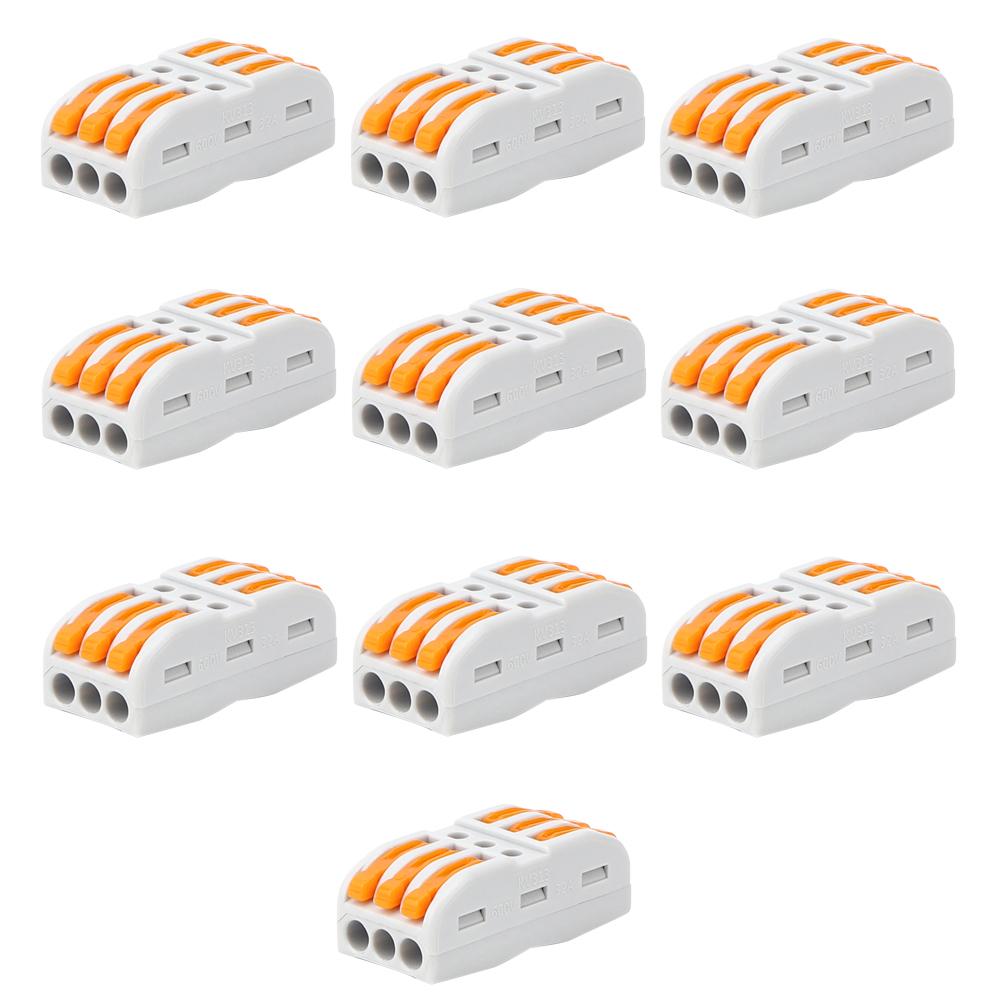 

10Pcs 3P No Welding Press Type Terminal Wiring Terminal Connector for 2814Awg Wire