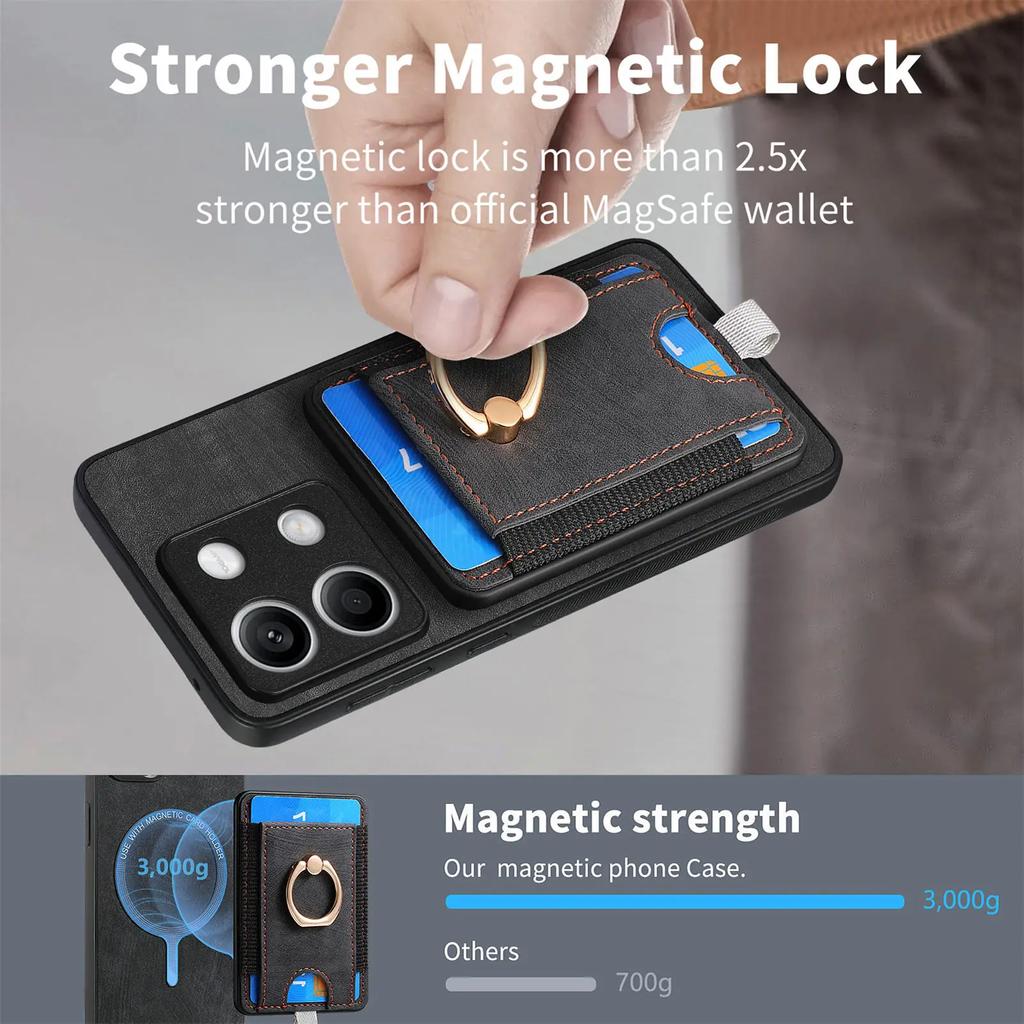 2 in 1 Detachable Cards Solt Wallet Case For Xiaomi Redmi Note 13 12 11 10 Pro POCO X4 X5 F5 X6 13T 13C Ring Holder Bag Cover