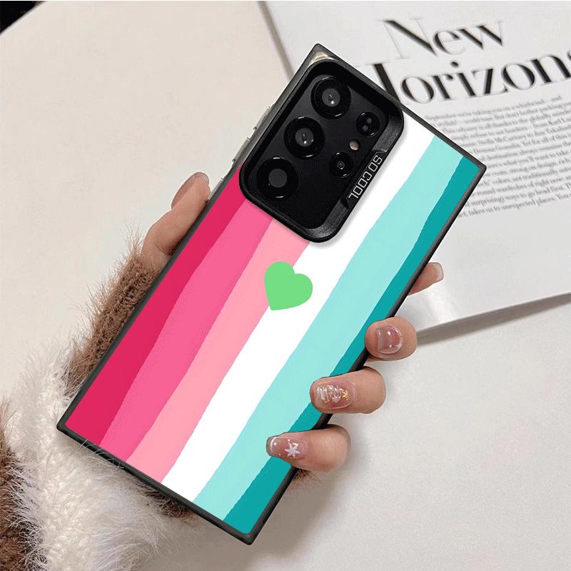 Rainbow Gradient Love Desgin Soft Phone Case for Samsung Galaxy S24 S25 FE S26 Edge S23 Ultra S22 Plus S21 + Shockproof Cover Ba