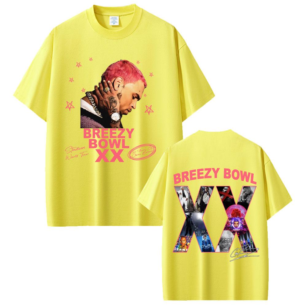 Rapper Chris Brown Breezy Bowl XX 2025 Tour T Shirt Unisex Women Hip Hop Fashion Pop Music Tshirts Casual Cotton Vintage Tshirt