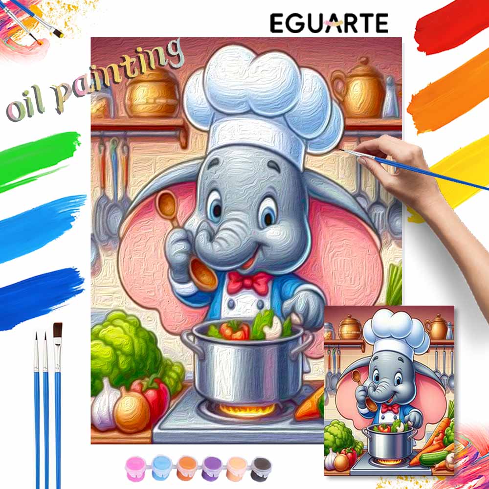 Disney DIY Painting Kit Chef Dumbo Cooking Style Home Decor Craft Gift Idea Art Supplies Canvas Wall Hanging Unique Creative Decor