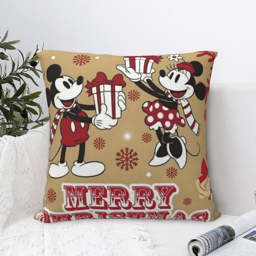 Mickey Merry Christmas Pillowcase Printing Polyester Cushion Cover Decor Minnie Throw Pillow Case Cover Home Wholesale 45X45cm