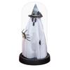 Yousheng Halloween Ghost Decor Light Up Ghost in Glass Cloche with Wood Base Cute Ghost Night Light Decoration for Table Shelf Fireplace Room Decor
