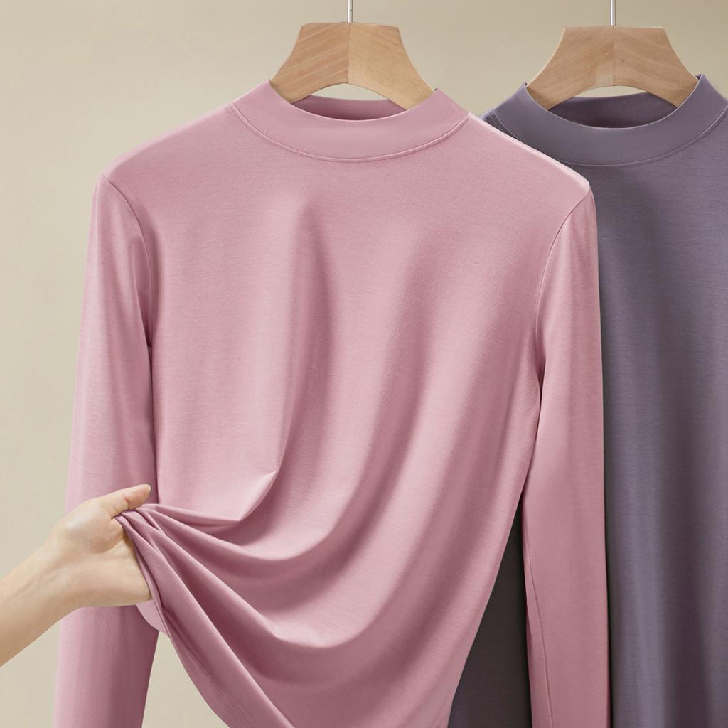 White bottoming shirt women's summer inner new versatile semi-turtleneck top