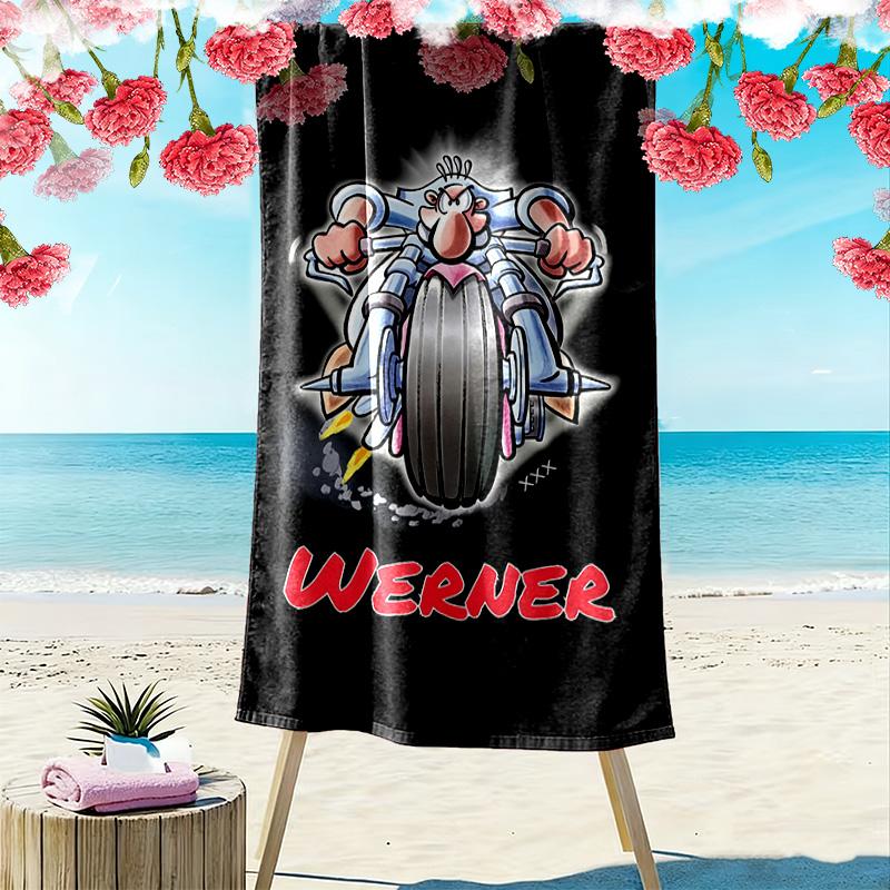Werner Comic Print Beach Towel, Large Soft Quick Dry Towel for Beach Camping Swimming