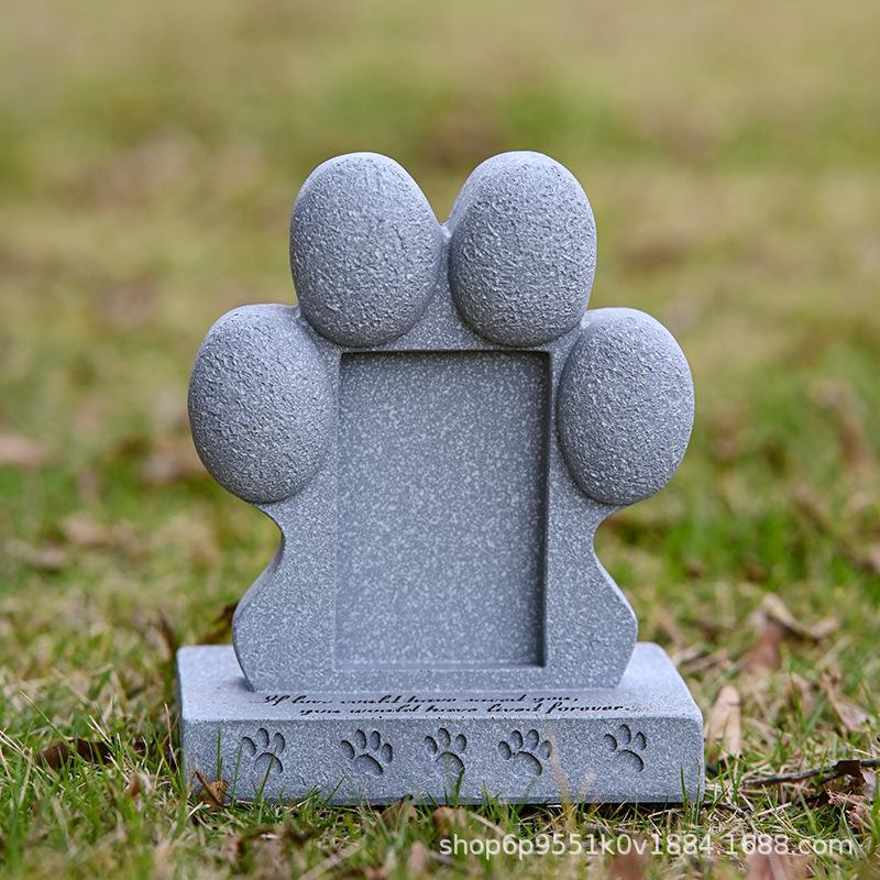 Pet Memorial Gifts - Pawprint Dog Memorial Gifts for Loss of Dog with Picture Frame, Pet Headstone Grave Markers with Sympathy