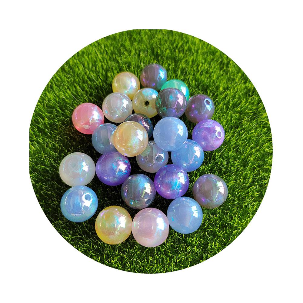 100Pcs 16MM AB Round Pearl-Colored Acrylic Loose Spacer Beads With for Bracelet Necklace Earrings Jewelry Making DIY