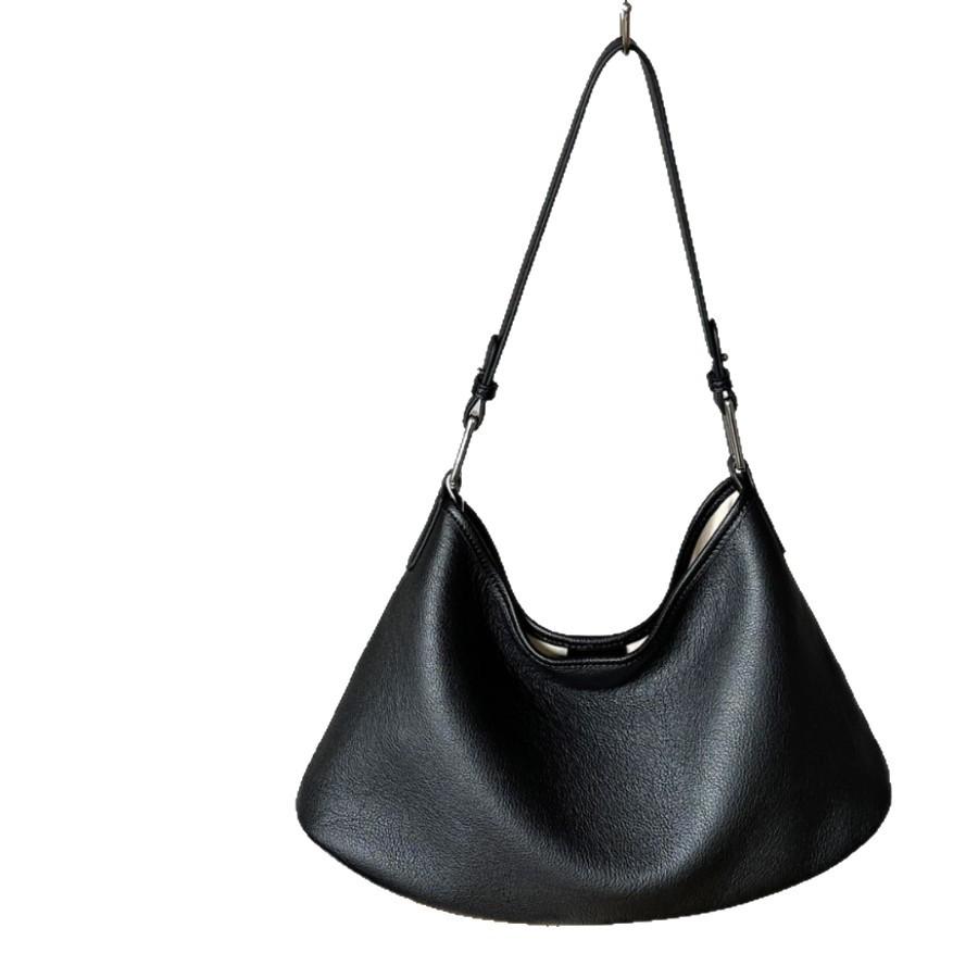 

Layer Cowhide Hobo Genuine Leather Womens Bag And 2025 New Style Fashion Large Capacity Handheld Single Handle Underarm Bag 38x10x19cm чёрный