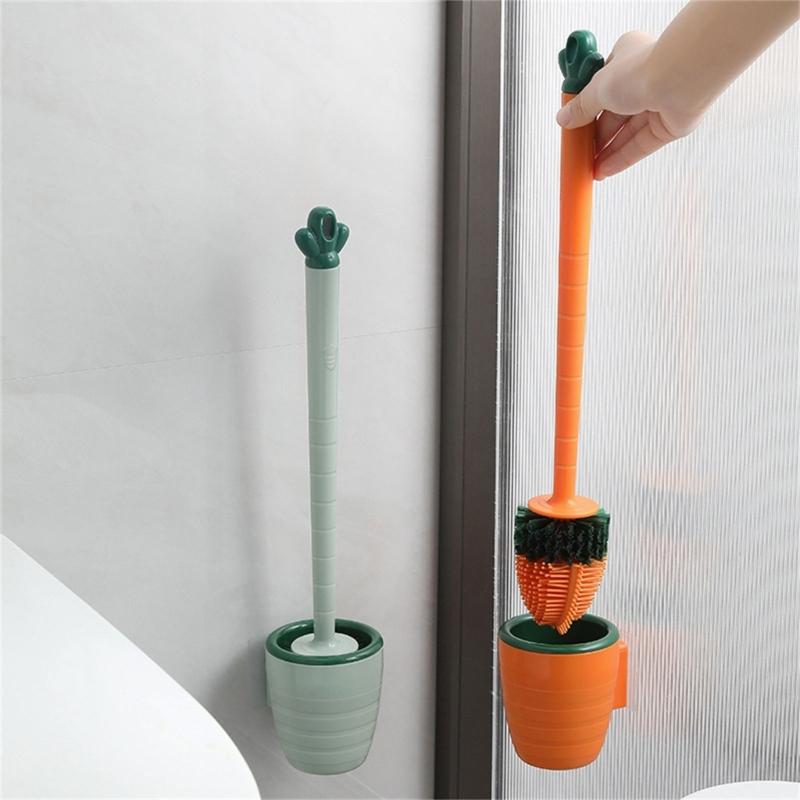 Toilet Brush Lavatory Brush Carrot Toilet Brush Holder Set No Drill Innovative Durable Bathroom Cleaning Brush