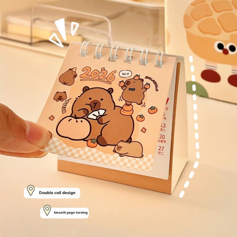 2026 Year Cartoon Capibara Desktop Mini Desk Calendar Planner Desktop Decoration Office Stationery