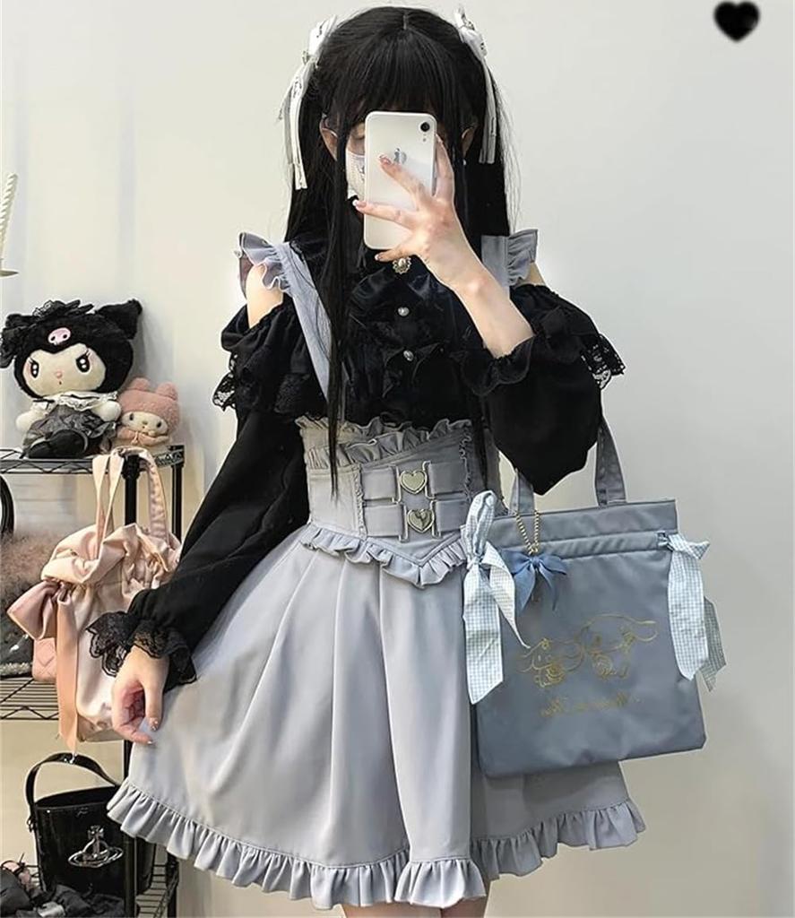EDREES Lace Ruffle Long Sleeve Cute Mori Girl Lolita Top with Detachable Commuting Women's Shirt, Blouse, Style, Off-the-Shoulder Bow, Feminine,
