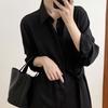 Shirt for Women Oversize Loose Blouse Casual Long Sleeve Solid Colour Pullover Soft Loose Shirt Top