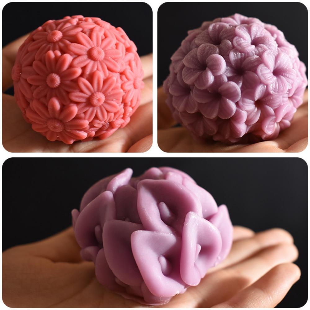 Relief Flower Ball Scented Candles Mould Frangipani Daisy Horse Hoof Design for Gypsum Resin Molds Wedding Decor DIY Bride Gifts