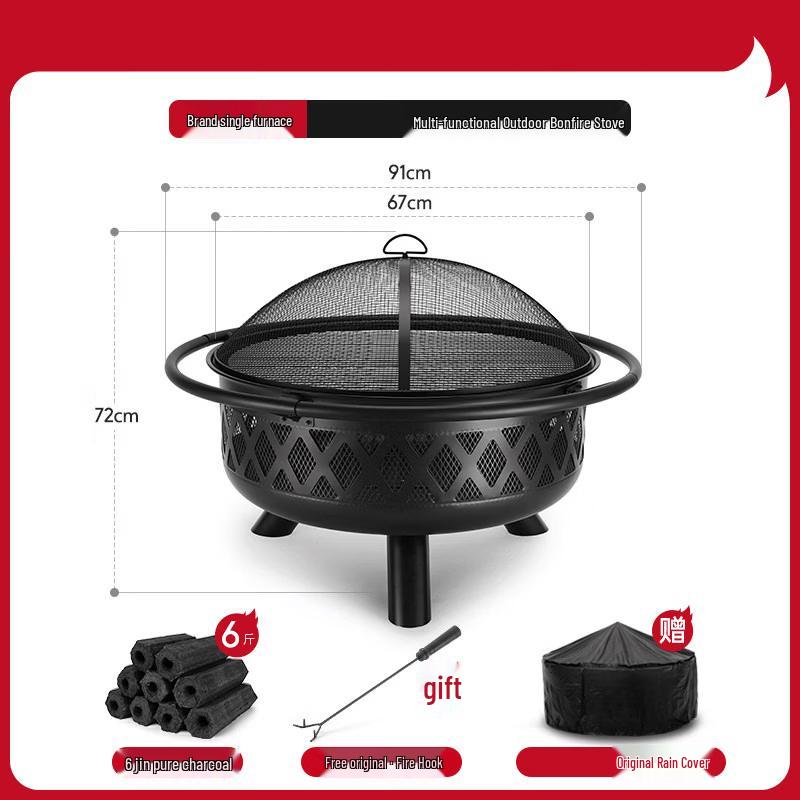 Jundingying Charcoal Fire Pit & BBQ Grill