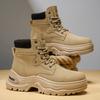Neuer Herbst-Winter-Stil Runde Spitze Flacher Absatz Einfarbig Große Größe Retro Hochwertig Herren Mittelhohe Waden-Arbeitsstiefel für den Außenbereich