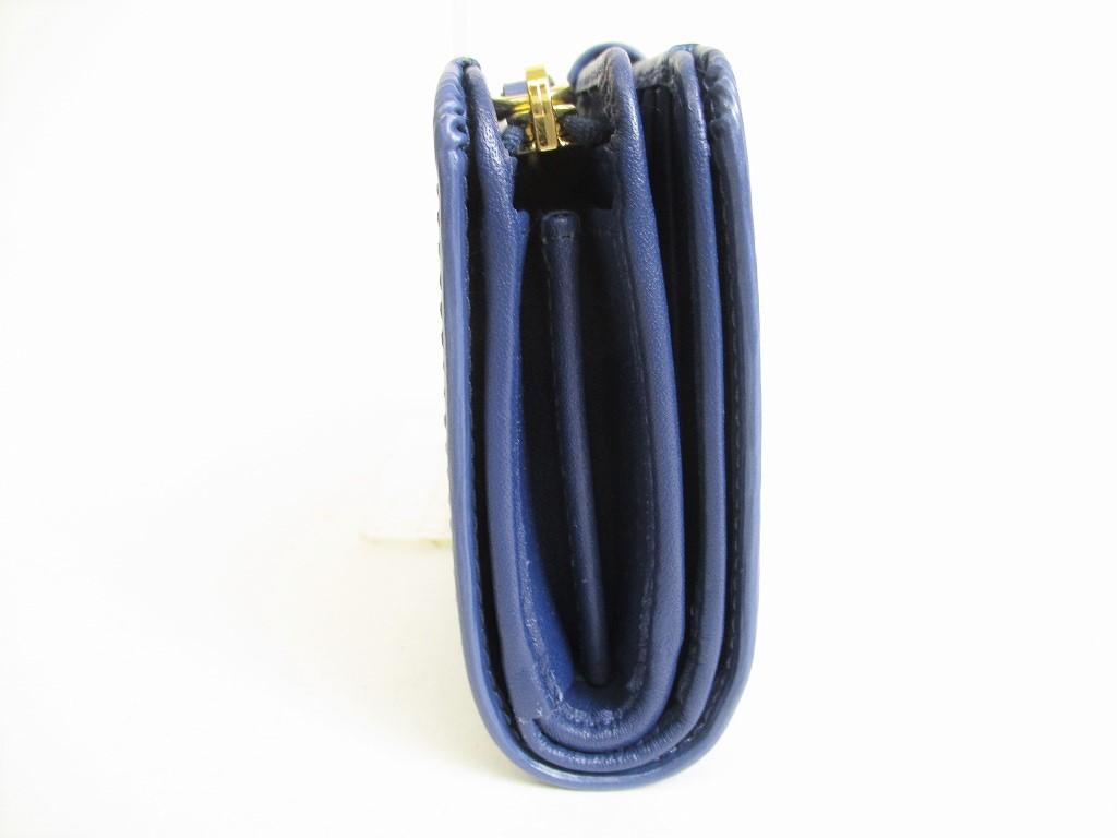 Authentic PRADA Saffiano Blue Leather Bifold Wallet Compact Wallet #8777  Open Box