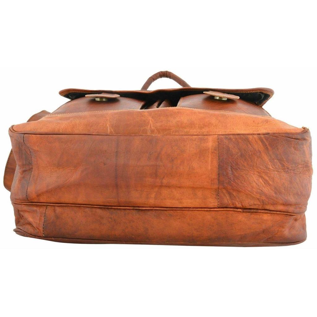 Menns ekte vintage brunt skinn messenger bag skulder laptop bag koffert