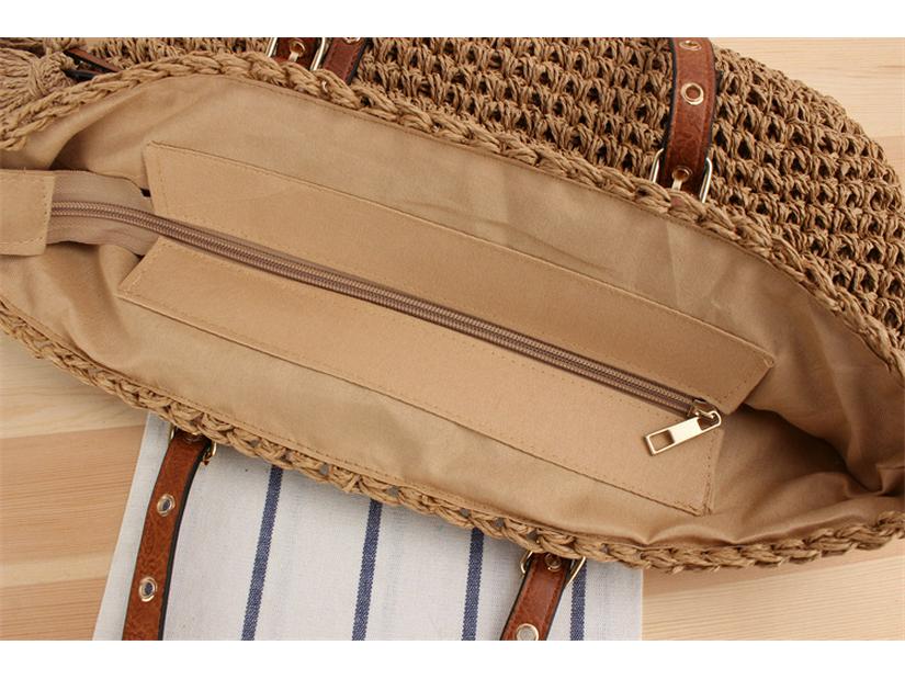 Phoenix Eye Single Shoulder Woven Crochet Tassel Beach Bag for Women