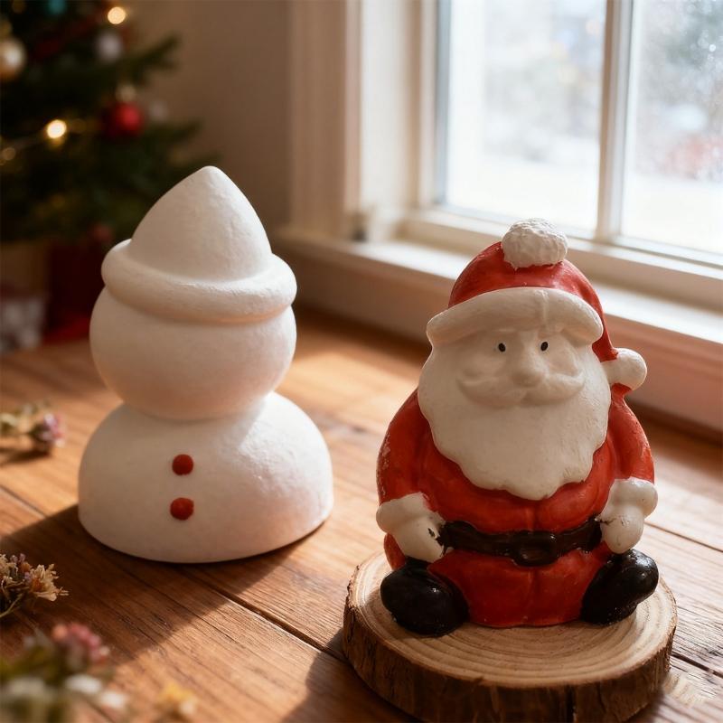Santa/Snowman Figure Silicone Mold For Handmade Candle Soap Making Christmas Theme Candle Silicone Mould For Epoxy Resin