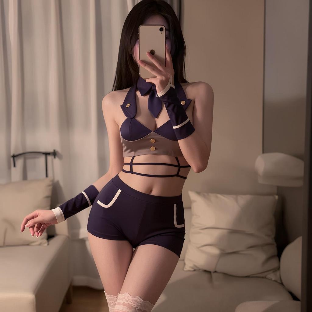 Sexy Bunny Girl Police Uniform Crotchless Lingerie Set Pajamas