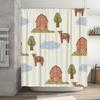 Farmhouse Style Waterproof Shower Curtain with Cartoon Cow Pattern for Bathroom Decor Accessories Set White Color (180x180cm)