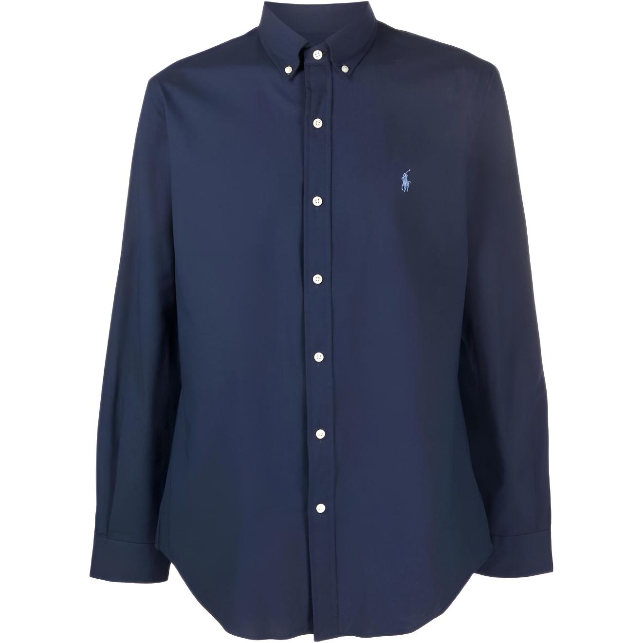 

Polo Ralph Lauren однотонная рубашка на пуговицах с длинным рукавом мужские рубашки синего цвета 710832480001093-001 M