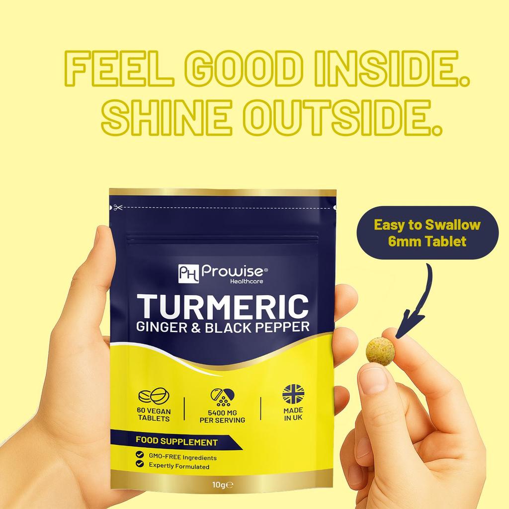Kurkuma 5400mg Tabletten mit Schwarzem Pfeffer & Ingwer – 95% Curcumin Hochdosierte Formel