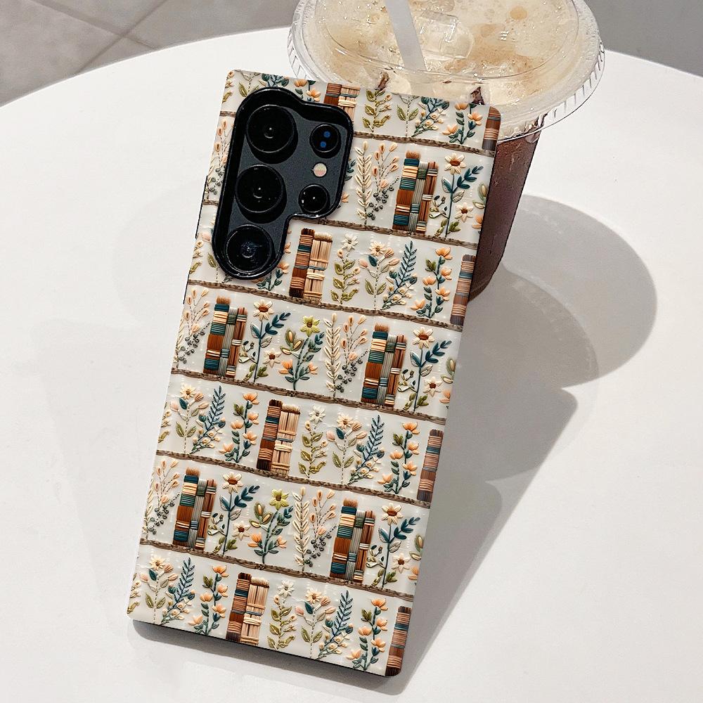 Imitation Embroidery Bookshelf Flower Samsung S25Plus Mobile Phone Case Filin Galaxy S24 Extreme Edition Anti-drop Case