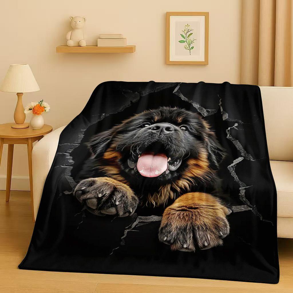 2026 New Breaking Wall 3D Illusion Dog Puppy Flannel Blanket,Ultra Soft Warm Plush Throw for Home Bedroom Bed Sofa Cover Gift
