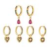 Rainbow Colored Zircon Ear Buckle Set, Love Water Drop Pendant, Small Earrings, Light Luxury and Exquisite Stacked Women's Earrings.