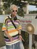 Unisex Retro Striped Knit Sweater: Loose Lapel Casual Top for Spring & Summer